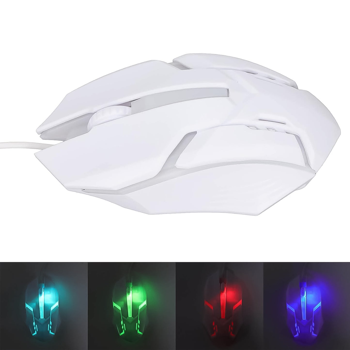 Usb Wired Mouse Gaming Mouse Colorful Lighting Luminous (1 Pc Wihte)